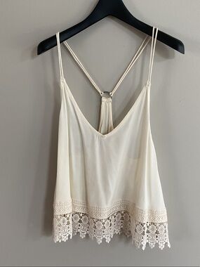 Ecoté Ivory Lace Trim Racerback Cami Top Size S Boho Festival Tank